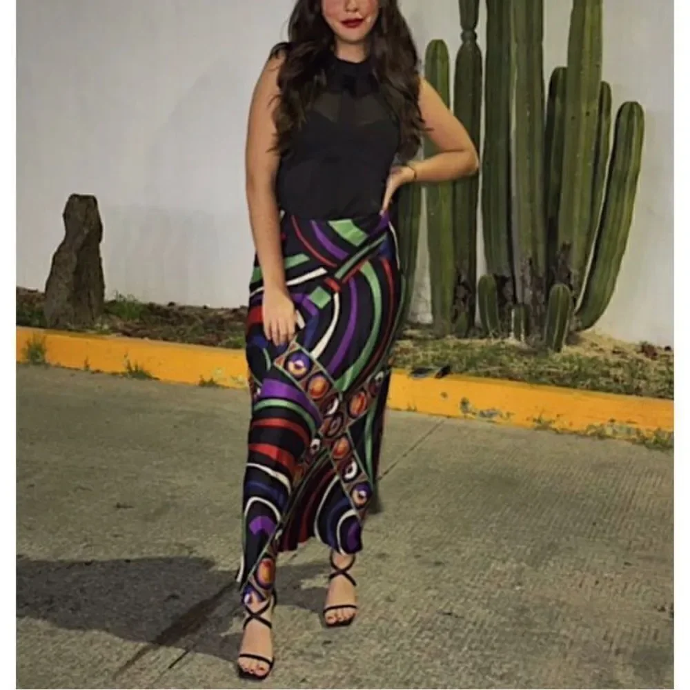NWT Zara Blogger’s Favorite Printed Silk Effect Maxi Skirt, Size Small